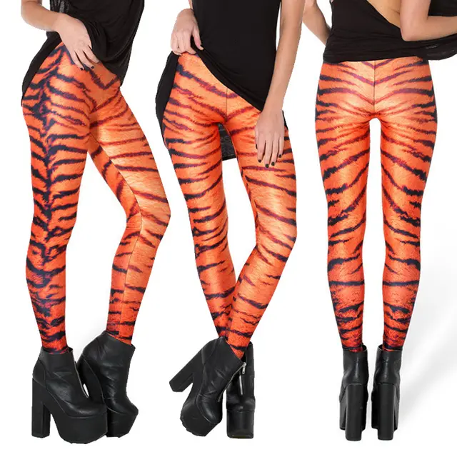 Starry Sky Orange Leopard Print Stretch Leggings Yoga Pants Orange - Shop at LoveMi