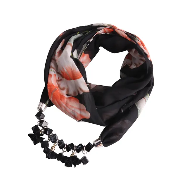Multifunctional Dress Printing Chiffon Necklace Scarf Black - Shop at LoveMi
