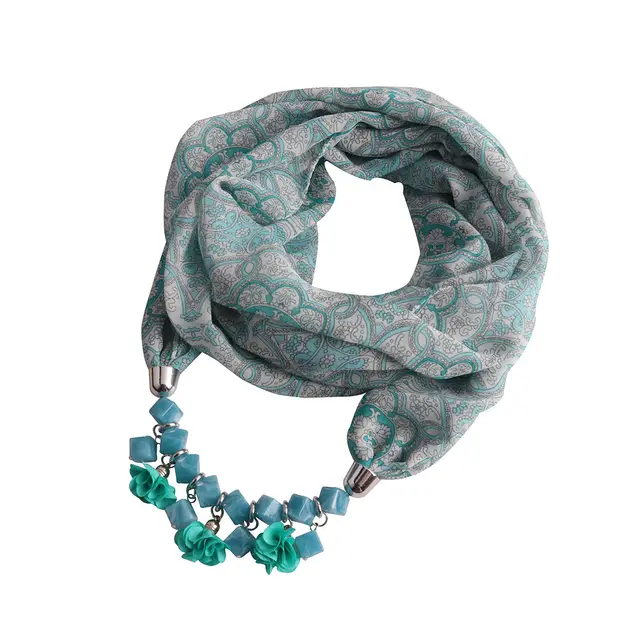 Multifunctional Dress Printing Chiffon Necklace Scarf Green - Shop at LoveMi