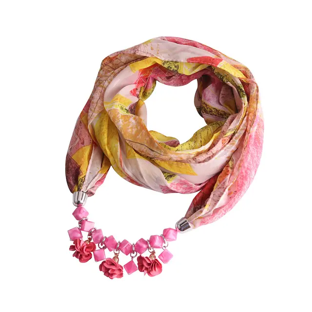 Multifunctional Dress Printing Chiffon Necklace Scarf Pink - Shop at LoveMi