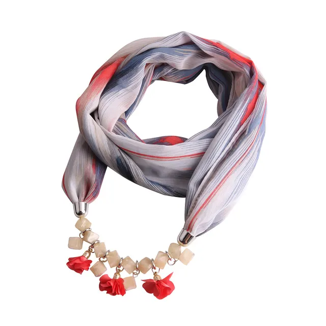 Multifunctional Dress Printing Chiffon Necklace Scarf Red Blue - Shop at LoveMi