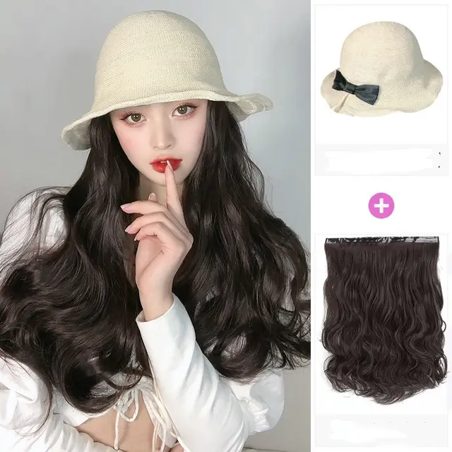 Wig Hat One piece Fashion Simulation Long Curly Hair Big Waves - Shop at LoveMi
