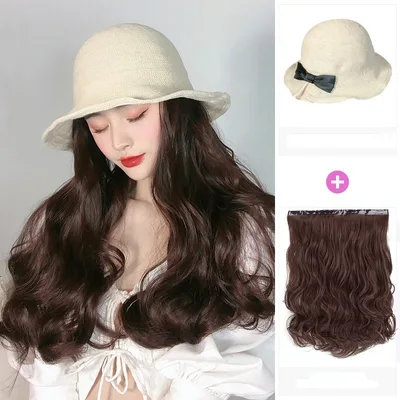 Wig Hat One piece Fashion Simulation Long Curly Hair Big Waves - Shop at LoveMi