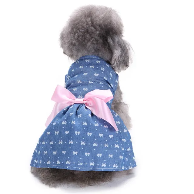 Pet Clothes Bow Skirt Summer Dress Blue - Shop at LoveMi