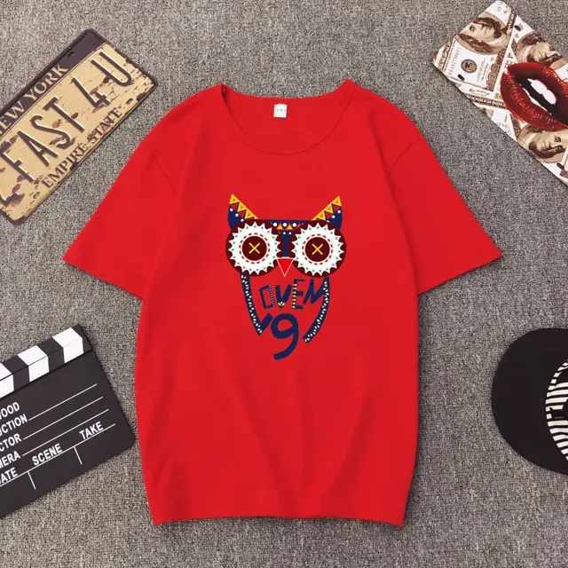 Cartoon Print Top Half Sleeve Bottoming Shirt T shirt Red - Shop at LoveMi