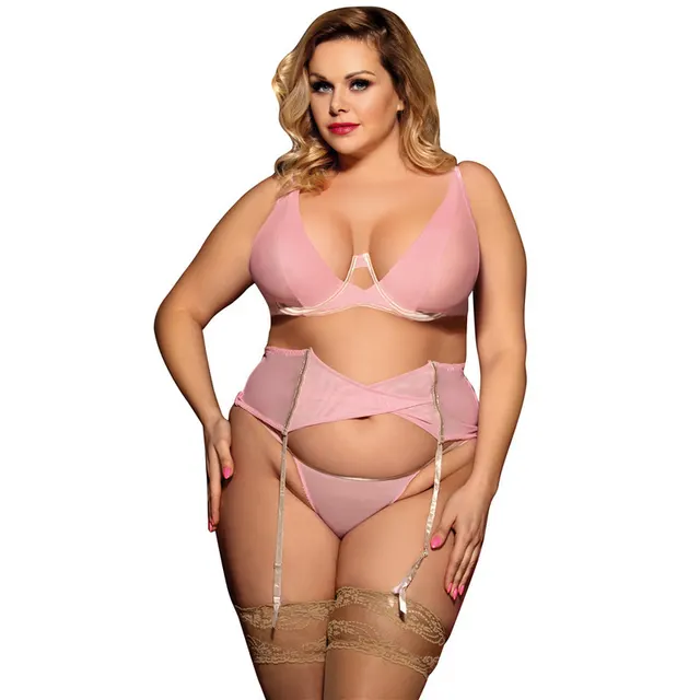 Pink See through Sexy Garter Pajamas Set Pink - Shop at LoveMi