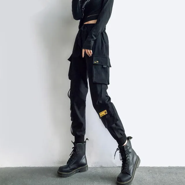 High Waisted Slim Trousers Loose Fitting Straight Leg Black Casual Sports Pants Black - Shop at LoveMi