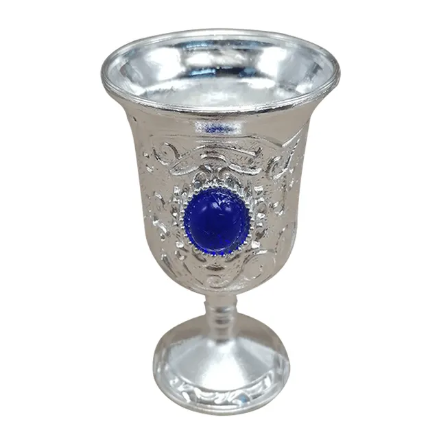 Silver Plated Wine Glass Craft Gift Silver Wine Creative Silver Wine Glass Blue - Shop at LoveMi