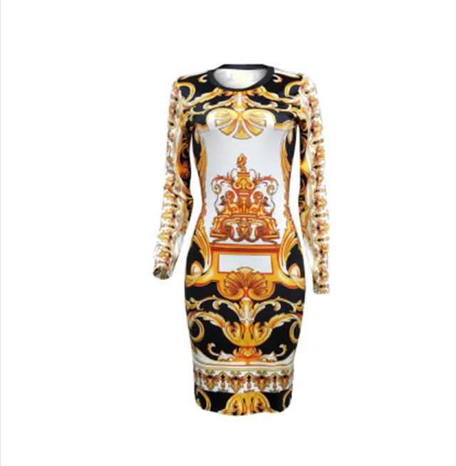 New Women Fashion Sexy Dress Print Hip Nightclub Skirt Gold - Shop at LoveMi