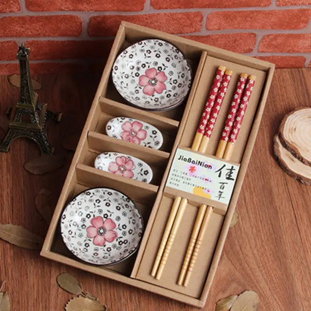 Japanese Ceramic Plate Chopsticks Tableware Set Red - Shop at LoveMi