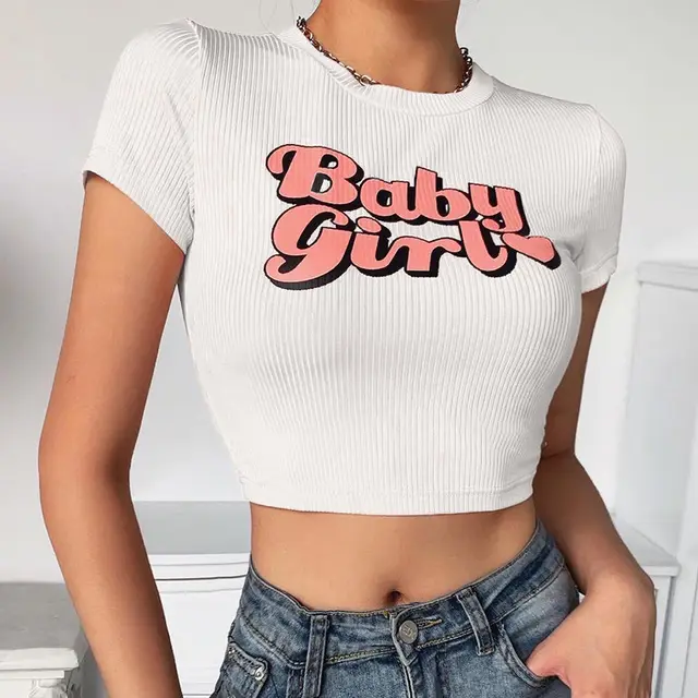 Slim Slimming Short Umbilical Short Sleeved T shirt White - Shop at LoveMi