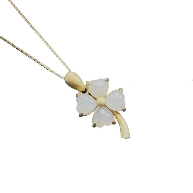 Gold Inlaid Jade Hetian Jade Pendant Gold Pure Gold Yunnan Flowers - Shop at LoveMi