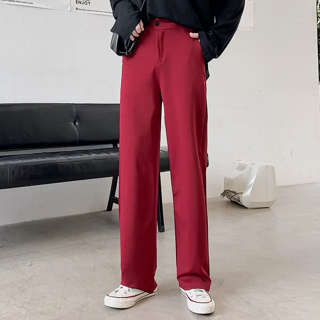 All Match Drape Suit Casual Pants Red - Shop at LoveMi