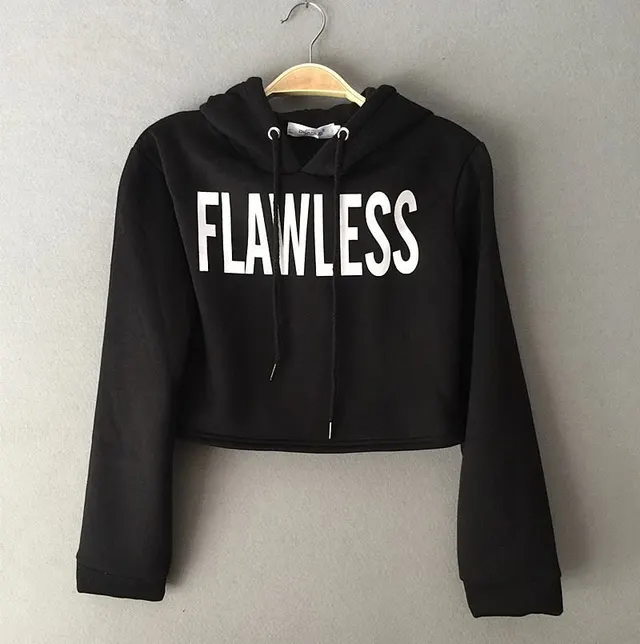 Women Winter Fleece Flawless Crop Top Sweatshirt Black - Shop at LoveMi