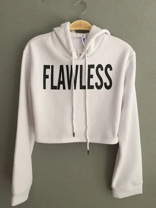 Women Winter Fleece Flawless Crop Top Sweatshirt White - Shop at LoveMi