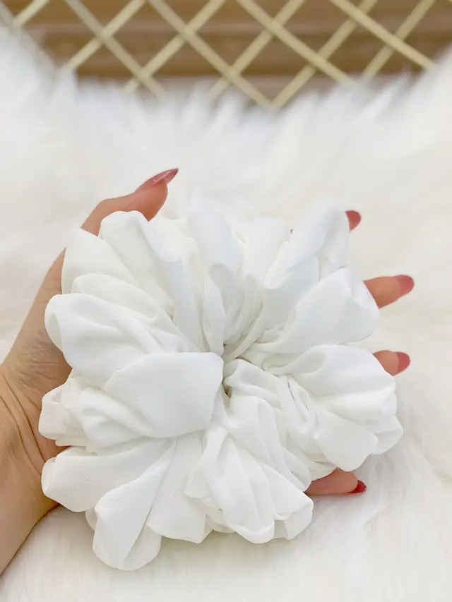 Pearl Chiffon Bunch Hair Tie Pure Color Primer Head Flower - Shop at LoveMi