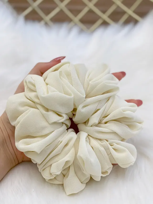 Pearl Chiffon Bunch Hair Tie Pure Color Primer Head Flower - Shop at LoveMi