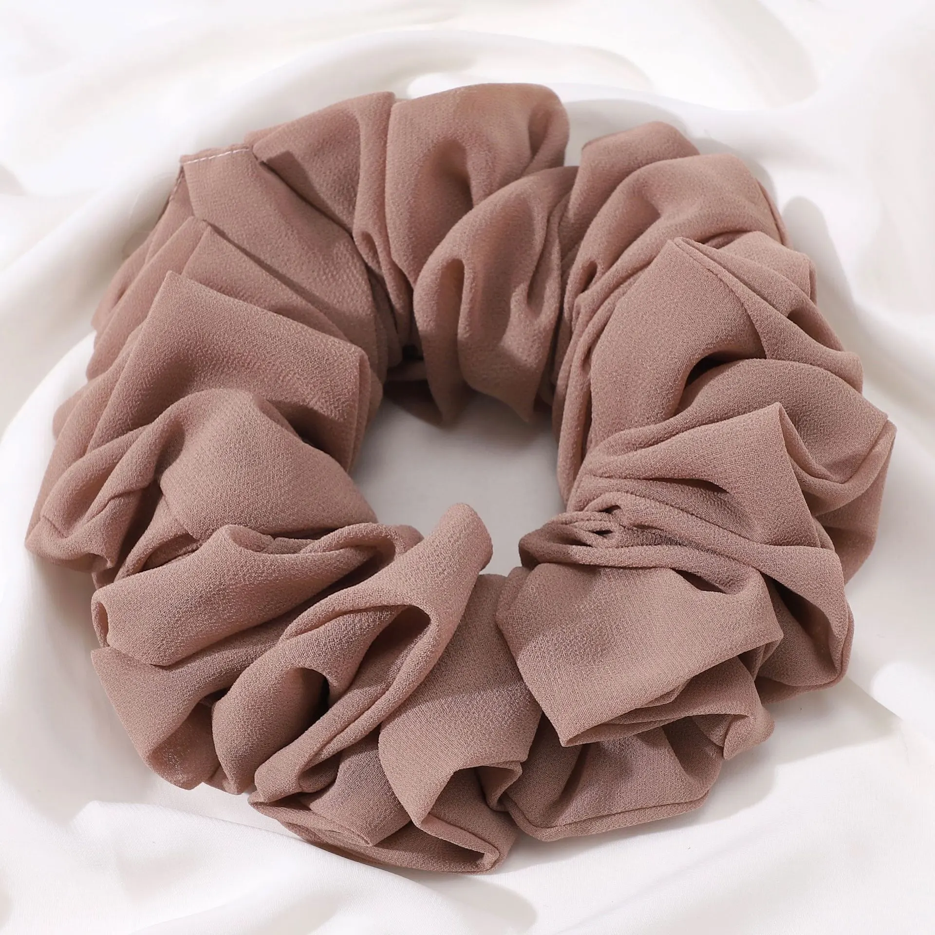 Pearl Chiffon Bunch Hair Tie Pure Color Primer Head Flower - Beige Color - View 1