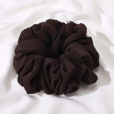 Pearl Chiffon Bunch Hair Tie Pure Color Primer Head Flower Coffee - Shop at LoveMi