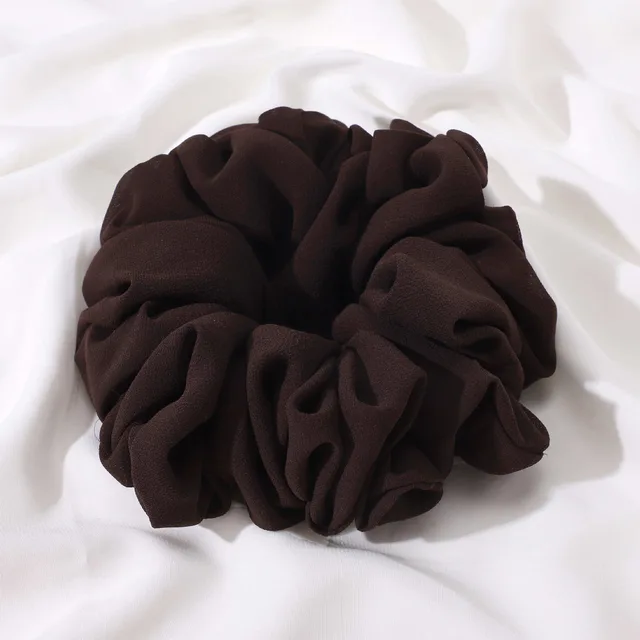 Pearl Chiffon Bunch Hair Tie Pure Color Primer Head Flower Coffee - Shop at LoveMi