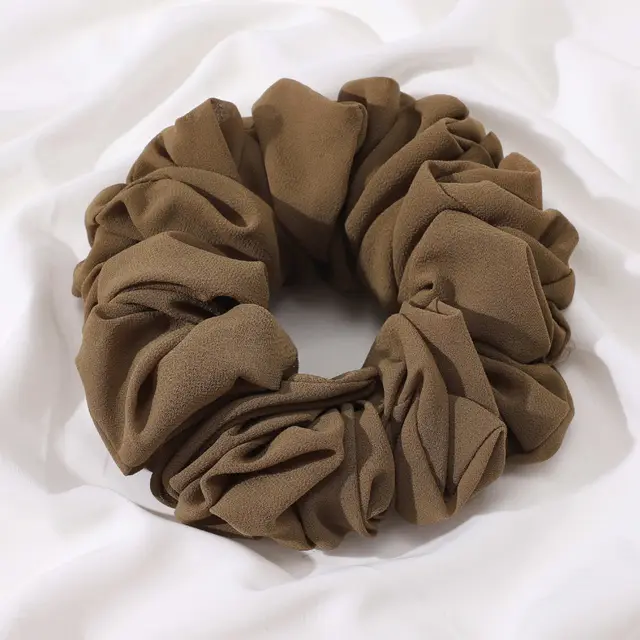 Pearl Chiffon Bunch Hair Tie Pure Color Primer Head Flower Olive - Shop at LoveMi