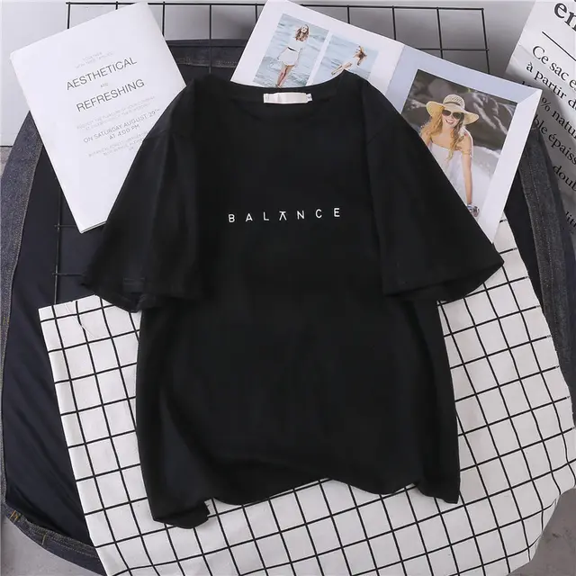 Summer Loose And Simple Plus Size All Match T Shirt Black - Shop at LoveMi