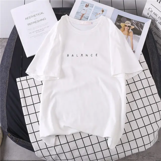 Summer Loose And Simple Plus Size All Match T Shirt White - Shop at LoveMi