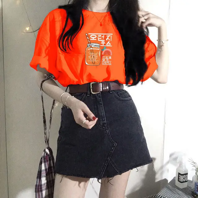 Student Loose, All match Blouse With Half Sleeves Orange - Shop at LoveMi