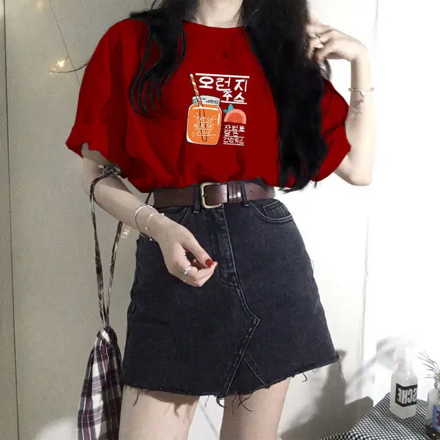Student Loose, All match Blouse With Half Sleeves Red - Shop at LoveMi