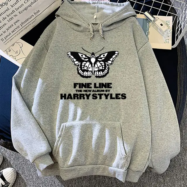 Black Butterfly FINE LINE Print Hoodie Grey - Shop at LoveMi