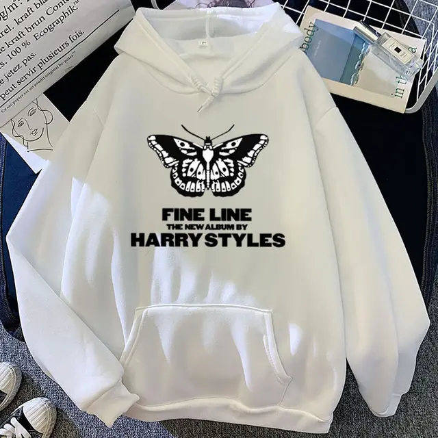 Black Butterfly FINE LINE Print Hoodie White - Shop at LoveMi