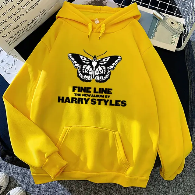 Black Butterfly FINE LINE Print Hoodie Yellow - Shop at LoveMi