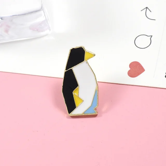 Cartoon Cute Geometric Lines Colorful Animal Penguin Rabbit Brooch Set12 - Shop at LoveMi