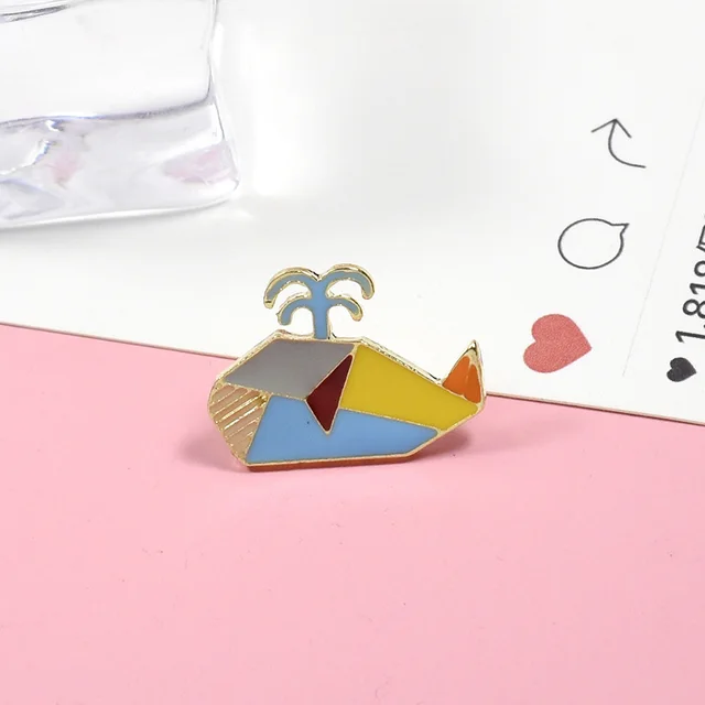 Cartoon Cute Geometric Lines Colorful Animal Penguin Rabbit Brooch Set13 - Shop at LoveMi