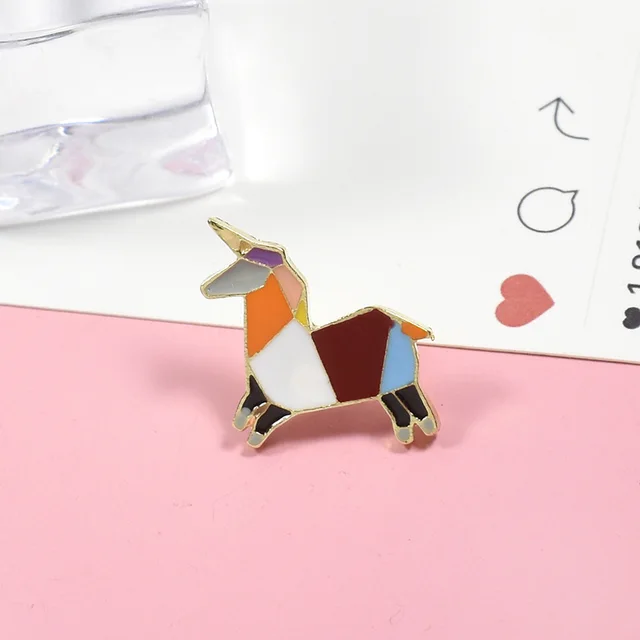 Cartoon Cute Geometric Lines Colorful Animal Penguin Rabbit Brooch Set18 - Shop at LoveMi