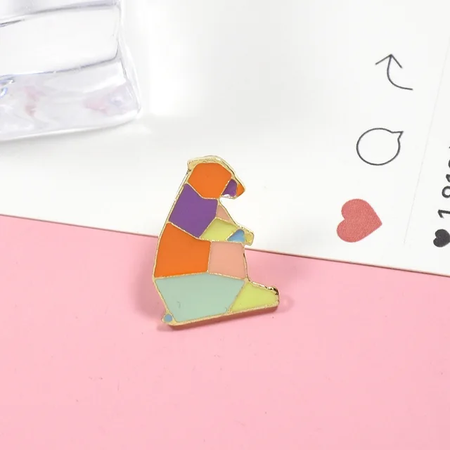 Cartoon Cute Geometric Lines Colorful Animal Penguin Rabbit Brooch Set20 - Shop at LoveMi