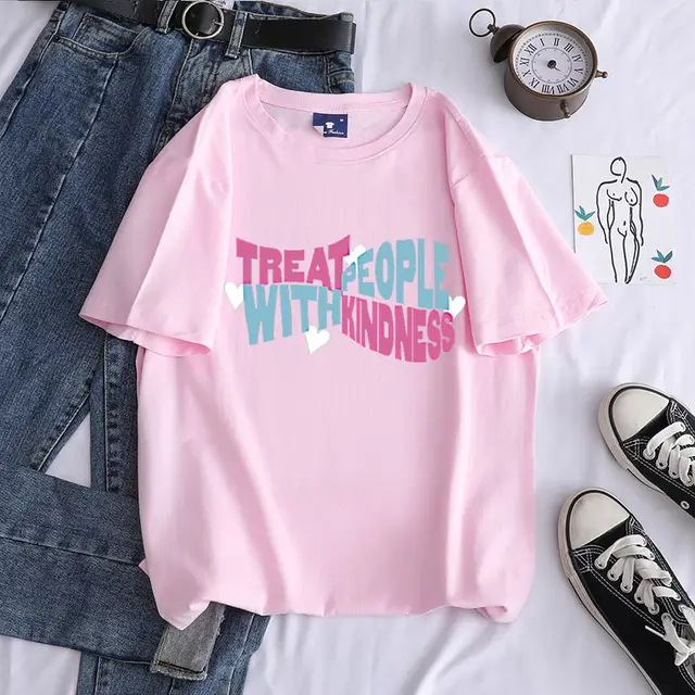 Printed Pattern All Match Personality Round Neck Top Pink - Shop at LoveMi