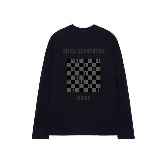 Retro Checkerboard Print High Street Dark Wind Long Sleeves Black - Shop at LoveMi