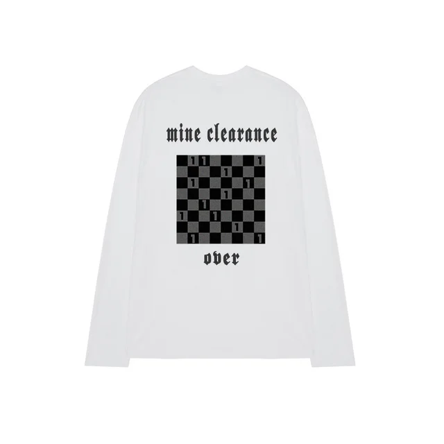 Retro Checkerboard Print High Street Dark Wind Long Sleeves White - Shop at LoveMi