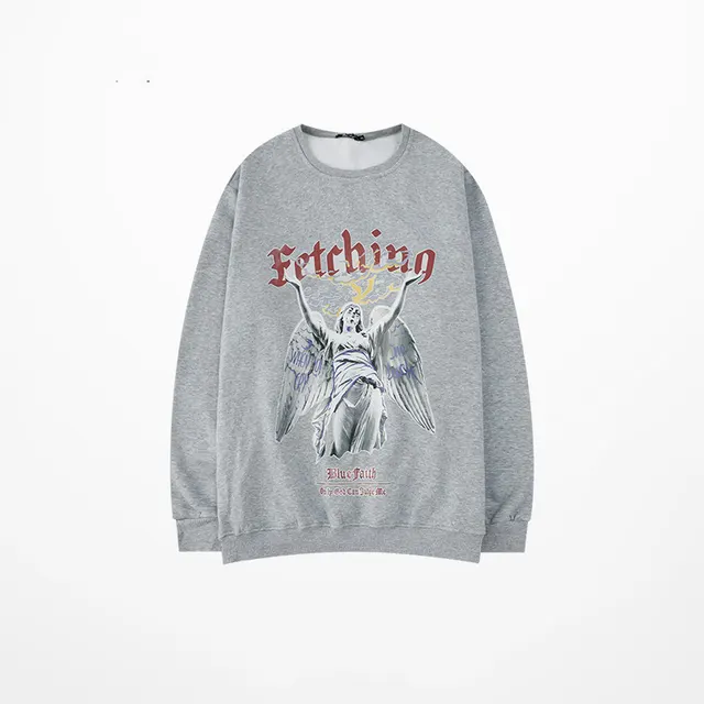 Autumn Super Fire Couple Autumn And Winter Graffiti Hoodie Jacket Grey - Shop at LoveMi