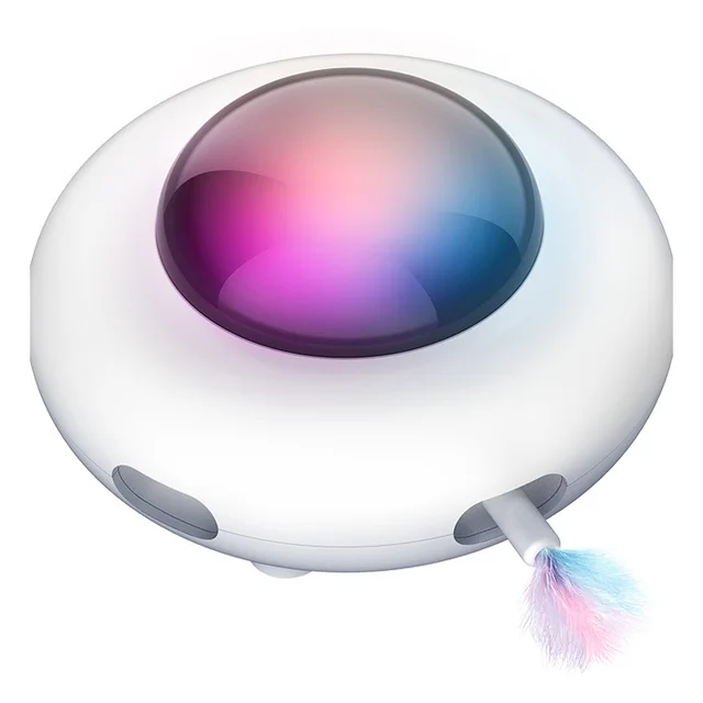Pet Toy Gravity UFO Smart Teaser Flying Sucer Electric Funny Cat Turntable White - Shop at LoveMi
