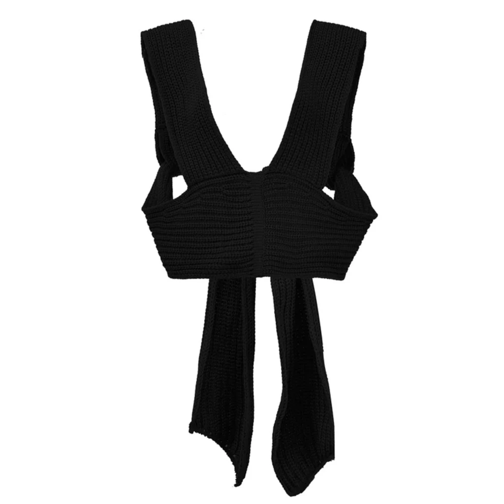 Sleeveless Knitted Crop Sweater Sexy Autumn Summer Fashion Vest Black Casual White Jumper Top Female Pullover - Black