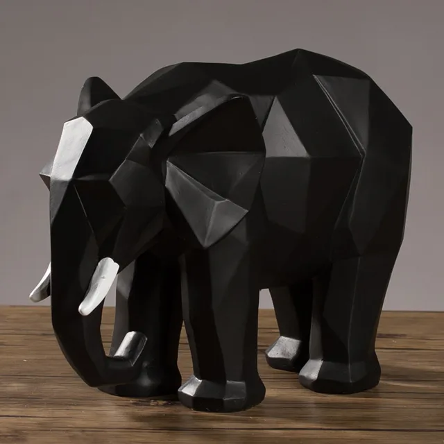 Decoration Geometric Elephant Resin Creative Crafts Black - Shop at LoveMi