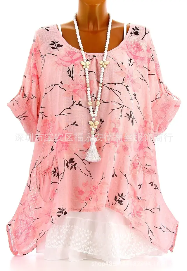 Printed Long sleeved T shirt For Women With Buttons Pink - Shop at LoveMi