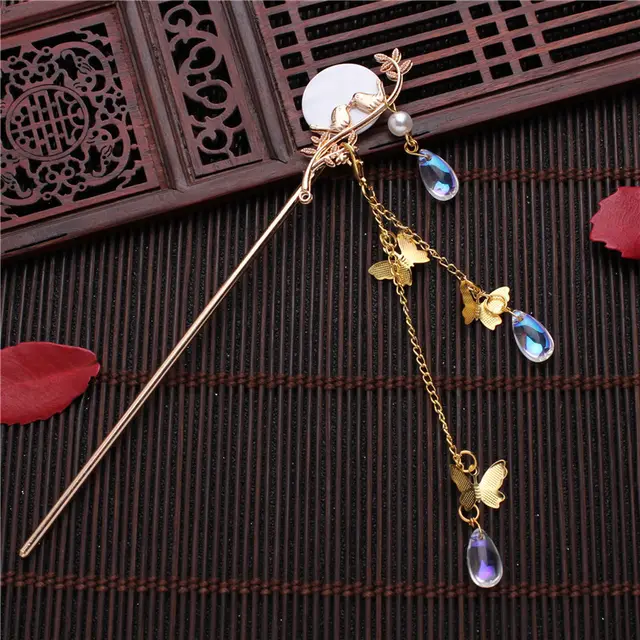 Fashion Tassel Hair Claw Direct Plate Hairpin White Bridal Gold - Shop at LoveMi