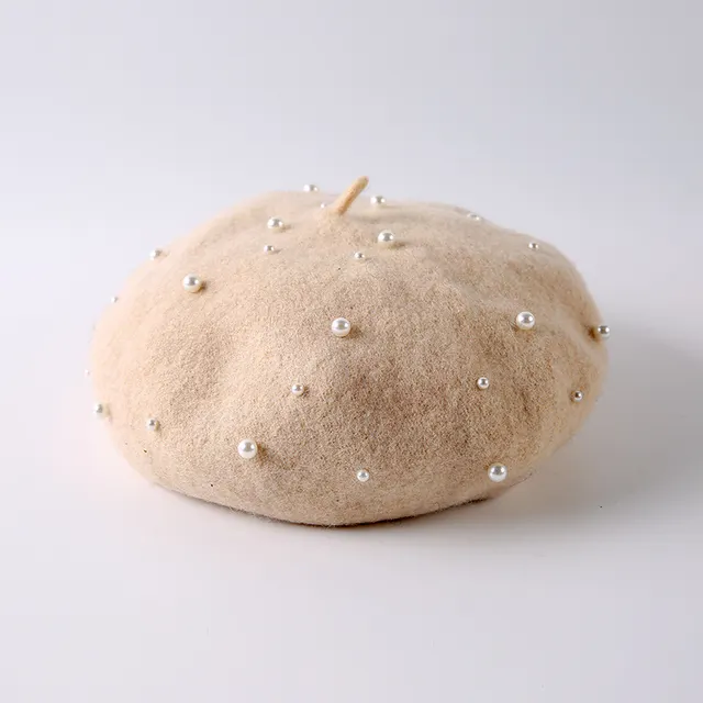 Hat Female Autumn And Winter Small Fresh Pearl Bud Beige - Shop at LoveMi
