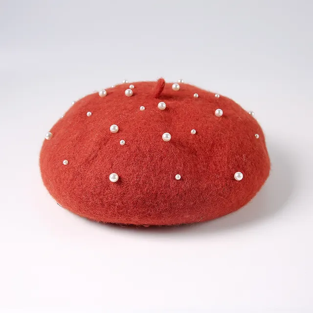 Hat Female Autumn And Winter Small Fresh Pearl Bud Caramel Colour - Shop at LoveMi
