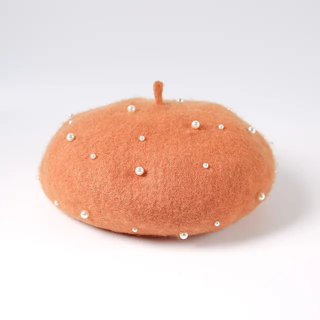 Hat Female Autumn And Winter Small Fresh Pearl Bud Orange - Shop at LoveMi