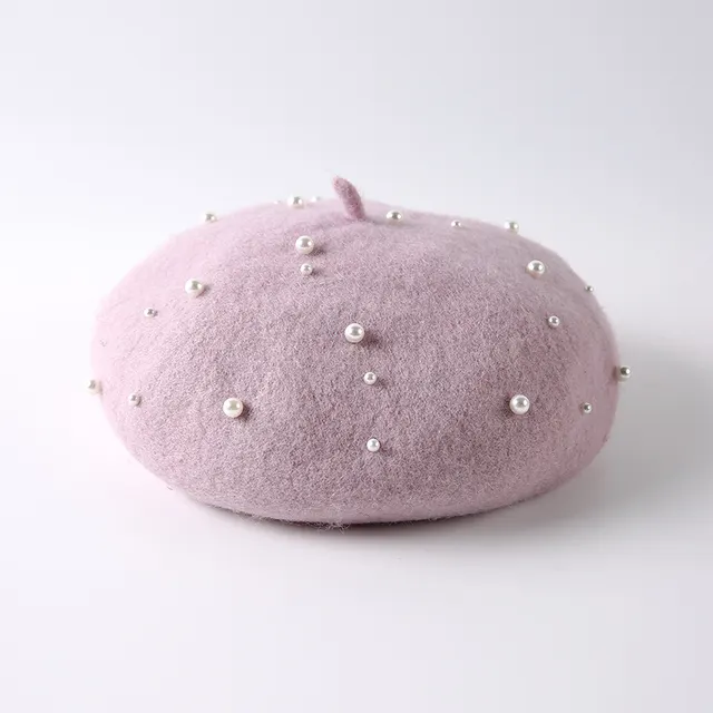 Hat Female Autumn And Winter Small Fresh Pearl Bud Purple - Shop at LoveMi