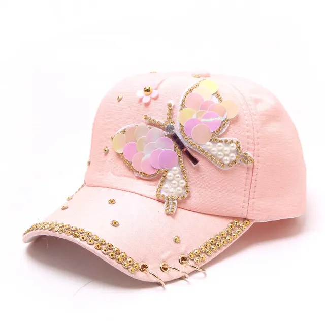 Ladies Butterfly Baseball Cap Hoop Sun Hat Pink - Shop at LoveMi